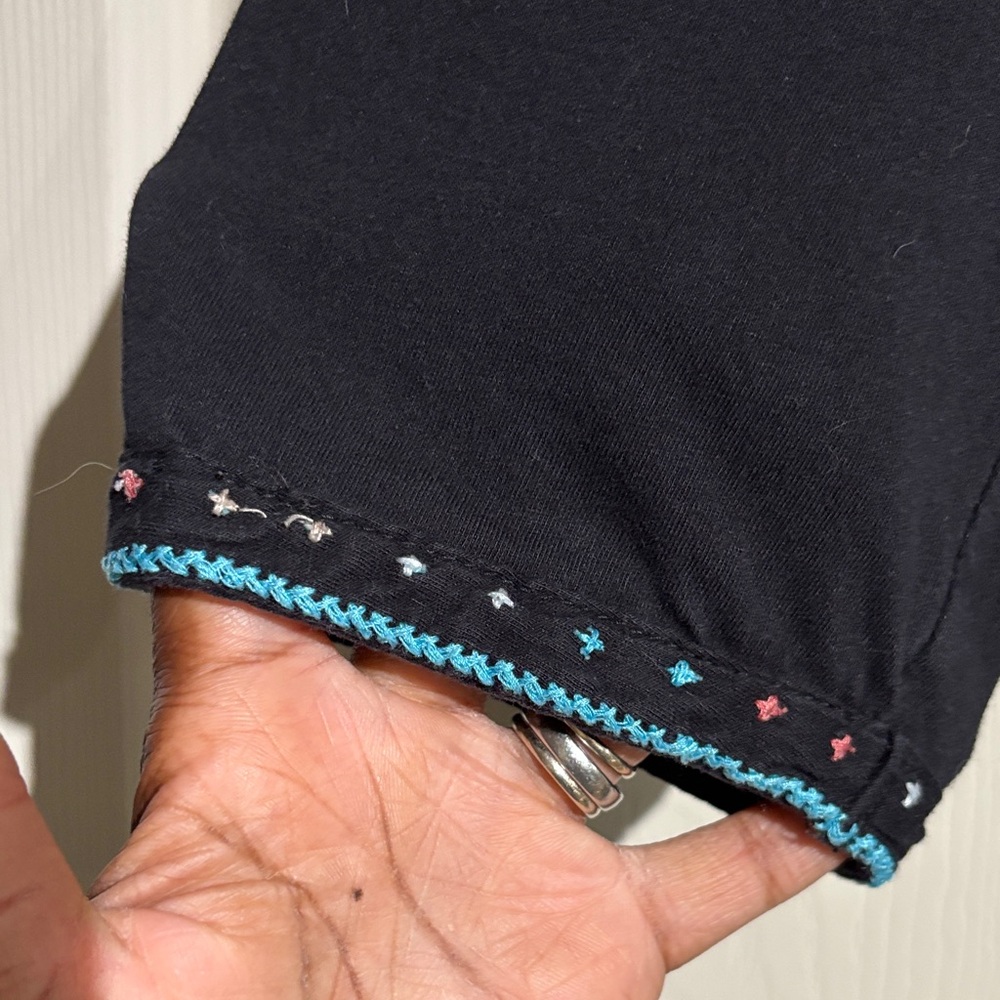 Black Top with Blue and Red Embroidery - Picture 9 of 11